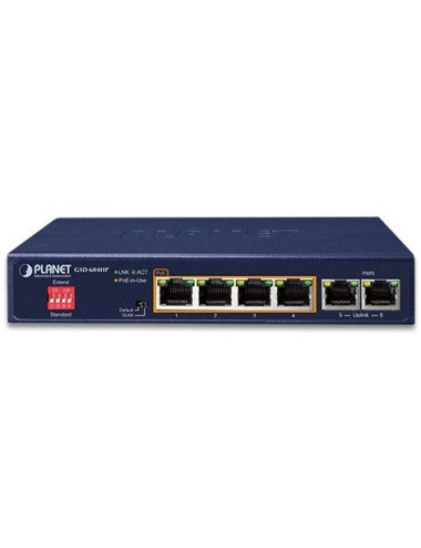 Switch desktop 6 ports Giga dont 4 PoE at 55W - GSD604HP
