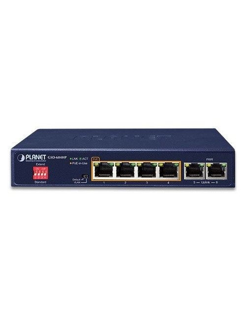 Switch desktop 6 ports Giga dont 4 PoE at 55W - GSD604HP