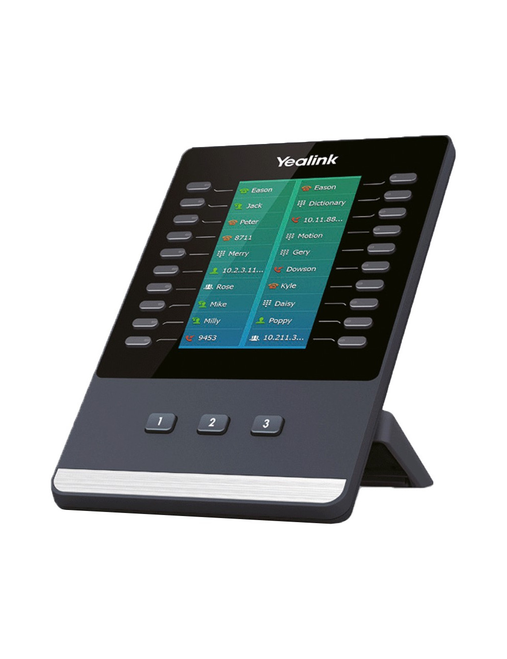 Yealink EXP50 – vue avant de l’écran couleur avec 20 touches physiques