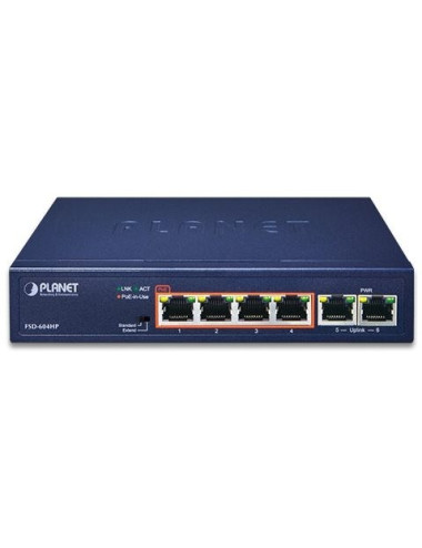 Switch desktop 6 ports 100Mbits dont 4 PoE at 60W - FSD604HP
