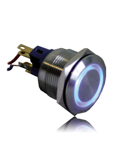 Bouton poussoir inox ,no/nf, avec anneau lumineux -BOPOS