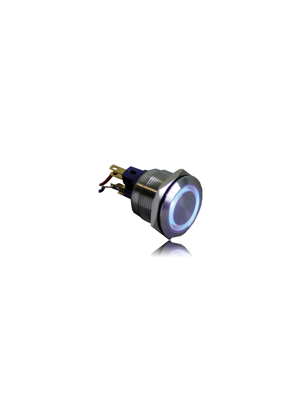 Bouton poussoir inox ,no/nf, avec anneau lumineux -BOPOS
