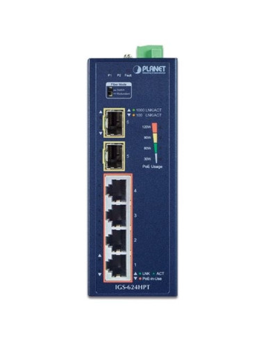 Switch indus 4x Giga PoE AT + 2SFP -40/75°C - [product_reference]Switch indus 4x Giga PoE AT + 2SFP -40/75°C