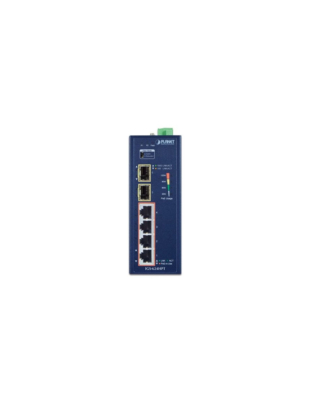 Switch indus 4x Giga PoE AT + 2SFP -40/75°C - IGS624HPT
