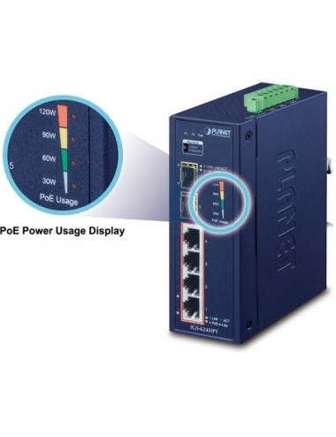 Switch indus 4x Giga PoE AT + 2SFP -40/75°C - [product_reference]Switch indus 4x Giga PoE AT + 2SFP -40/75°C