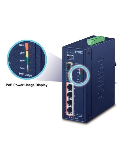 Switch indus 4x Giga PoE AT + 2SFP -40/75°C - IGS624HPT