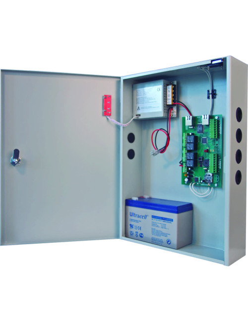 Contrôleur ip pour 2 lecteurs ou porte boîtier métallique 220v-12v-2a web server - ACIE - ADIPPOWER
