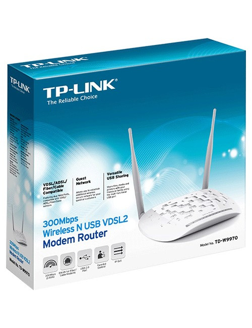 Modem routeur ADSL2/VDSL2 + 4 Lan+ Wifi n 300 - TL-TDW9970