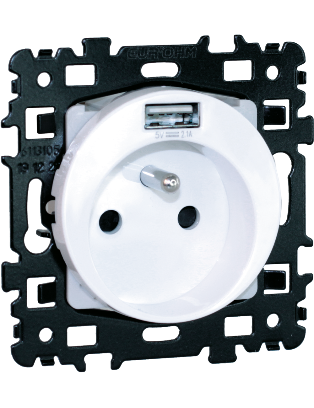 Prise combinée 2P+T + USB A blanc - [product_reference]Prise combinée 2P+T + USB A blanc