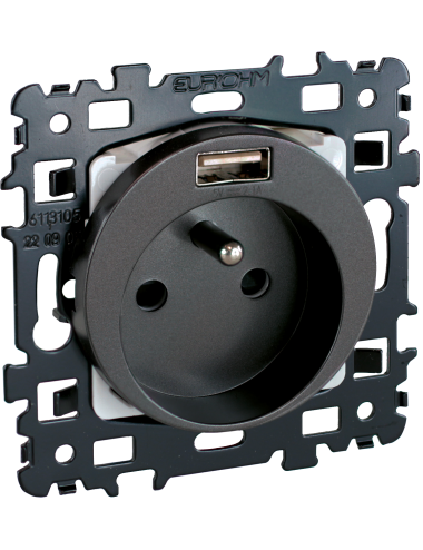 Prise 2P+T + USB A Vulcain - [product_reference]Prise 2P+T + USB A Vulcain