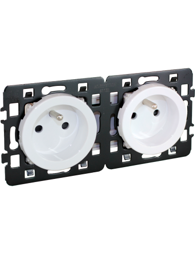 Doubles prises 2P+T précablées blanc - [product_reference]Doubles prises 2P+T précablées blanc