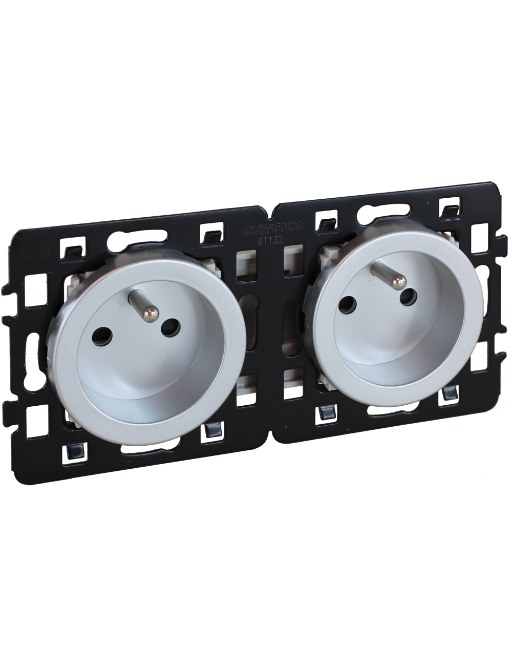 Prise courant 2x2P+T précab. SILV - [product_reference]Prise courant 2x2P+T précab. SILV