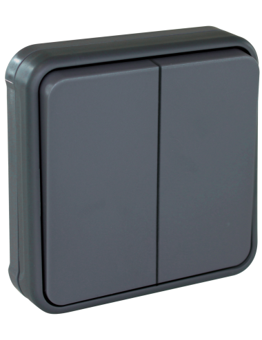 OXXO Double va et vient gris encastré étanche IP55, Eur'ohm. 60882