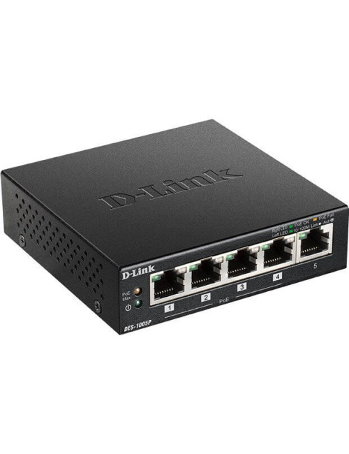 Switch 5 Ports 10/100 Mbits dont 4 PoE at 60W, DES1005P