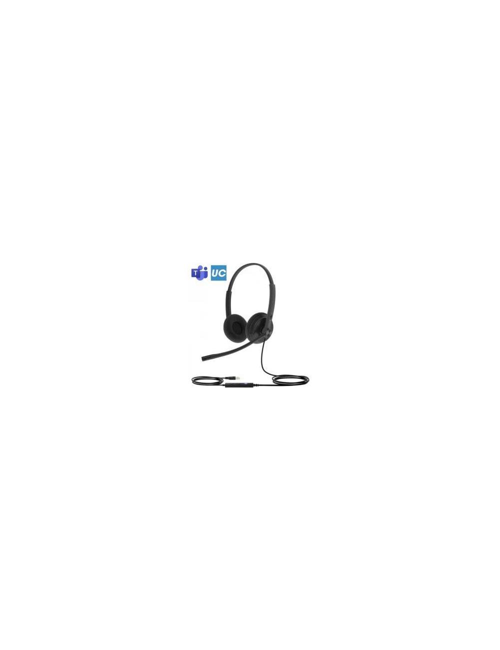 Yealink UH34 Lite Dual Teams – Casque USB-A binaural filaire avec télécommande en ligne et coussinets mousse
