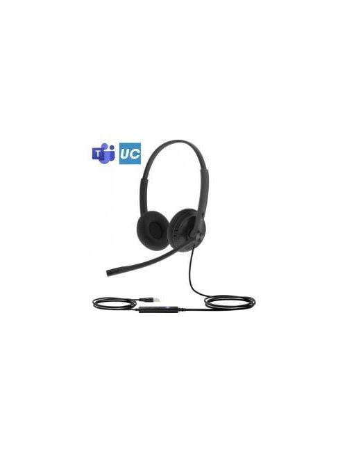 Yealink UH34 Lite Dual Teams – Casque USB-A binaural filaire avec télécommande en ligne et coussinets mousse