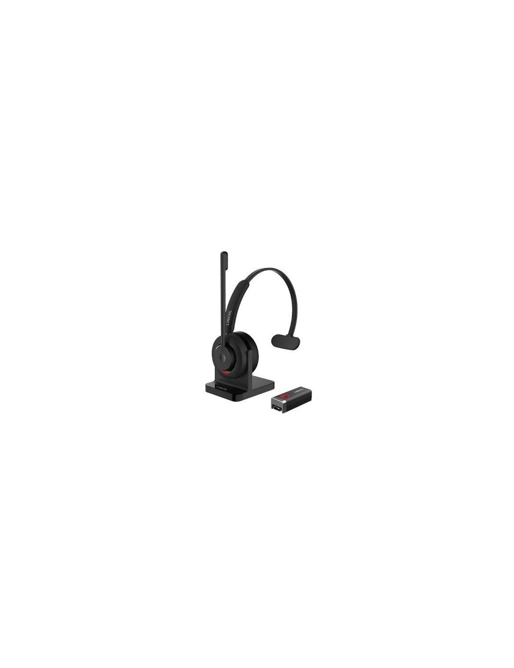 Fanvil DH301D – Casque monaural DECT et Bluetooth 5.3 avec dongle USB-A/USB-C et socle de charge