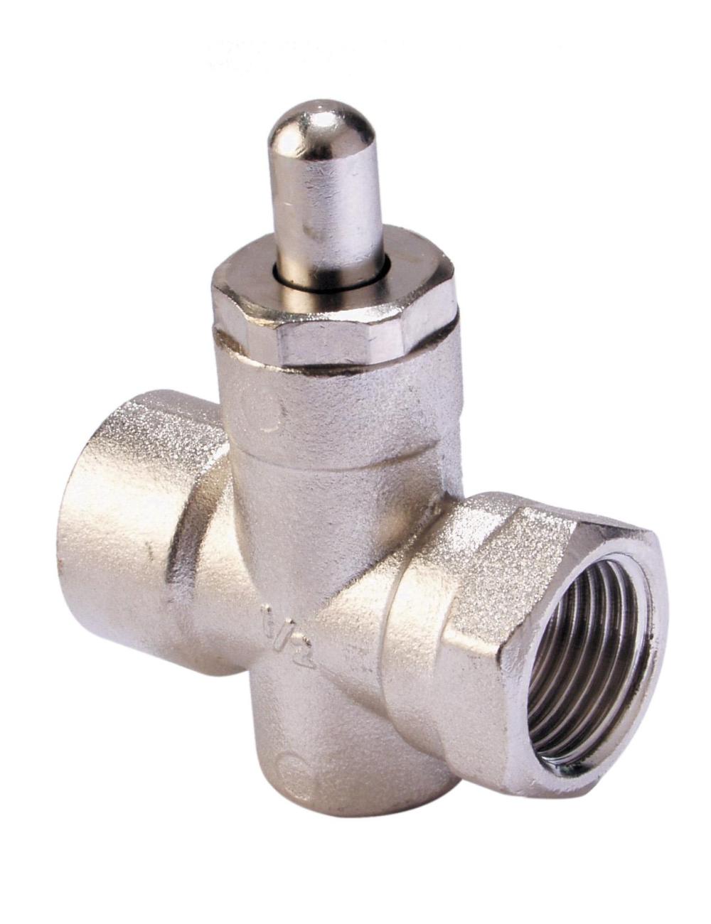 Preciman Robinet poussoir 1/2" gaz F/F – 2 voies bronze nickelé