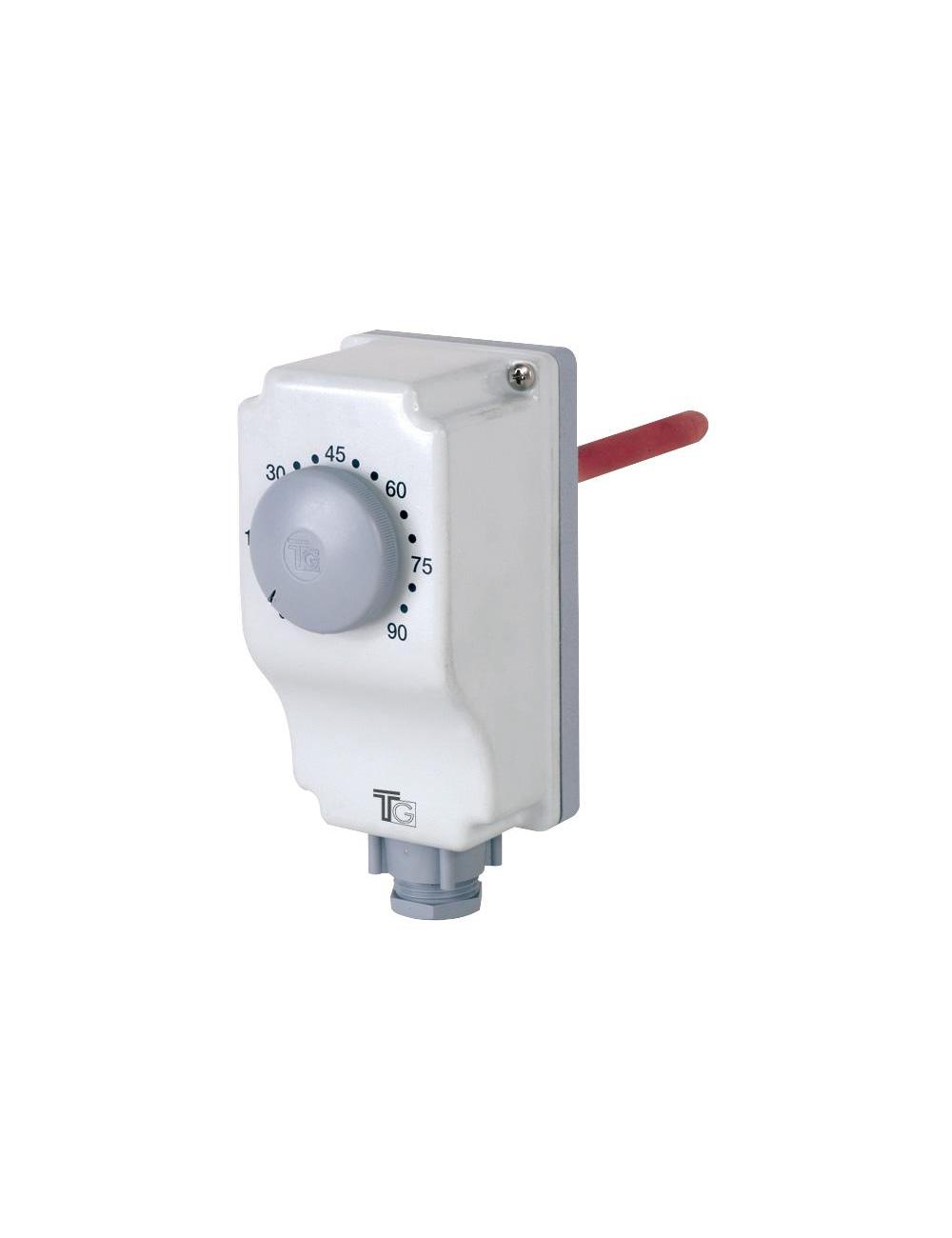 TG Aquastat plongeant simple à réglage externe jusqu'à 90 °C – bulbe Ø 8 x 100 mm