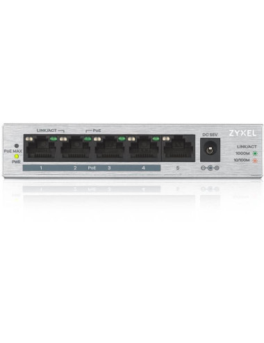 Switch 5 ports Gigabits dont 4 POE budget 60 W - ZYGS1005-HP
