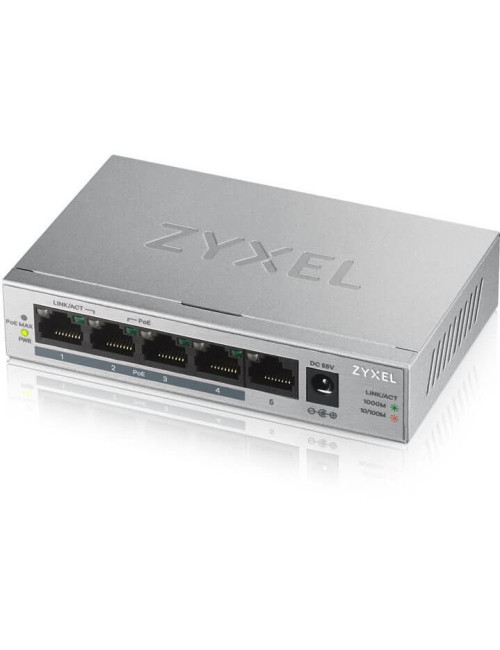 Switch 5 ports Gigabits dont 4 POE budget 60 W - ZYGS1005-HP